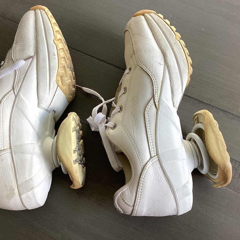Vintage Z-Coil Spring Shoes in White Leather, Athletic Coil Jump Women 8 Size
